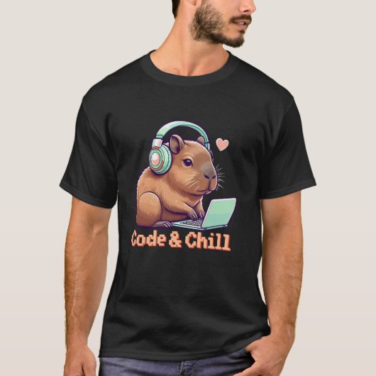 Code Chill Niedlich Capybara Coding Geek Girl Capy T-Shirt (Vorderseite)