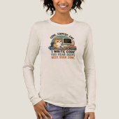 Code Coffee Cat Programmer Humor Illustration Tri-Blend Shirt (Vorderseite)
