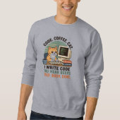 Code Coffee Cat Programmierer Humor Illustration Sweatshirt (Vorderseite)