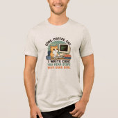 Code Coffee Cat Programmierer Humor Illustration Tri-Blend Shirt (Vorderseite)