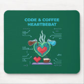 Code & Coffee Herzschlag | Lustiger Geek Programmi Mousepad (Vorne)