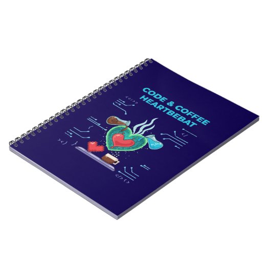 Code & Coffee Herzschlag | Lustiger Geek-Programmi Notizblock (Linke Seite)