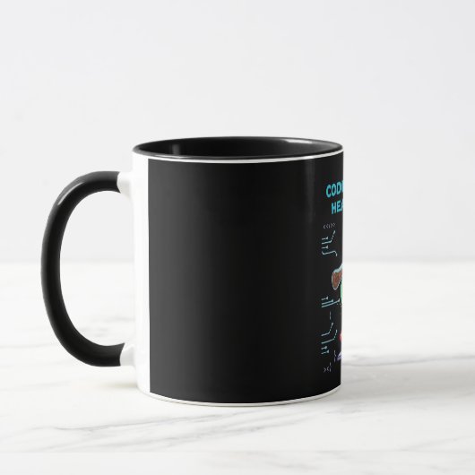 Code & Coffee Herzschlag | Lustiger Geek Programmi Tasse (Links)