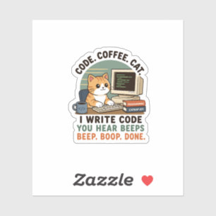 Code Coffee Katze Programmierer Humor Illustration Aufkleber