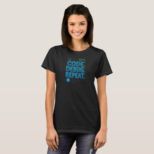 Code. Debug. Repeat. – STEM Coding Art T-Shirt (Vorne ganz)