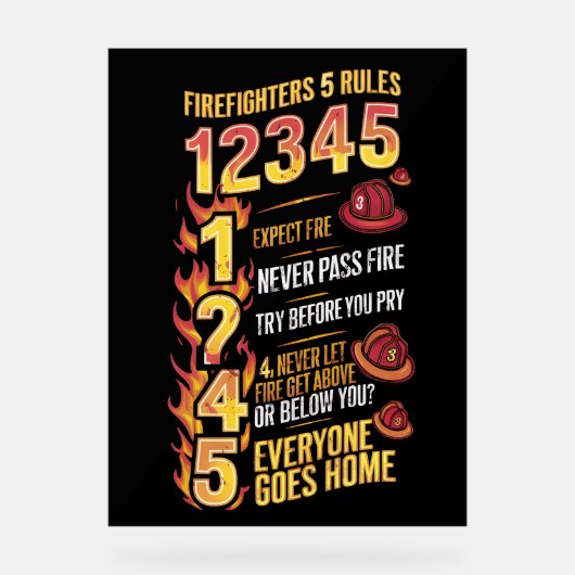 Code der Feuerwehrleute: Regeln des Mutes Acrylschild (Vorderseite)