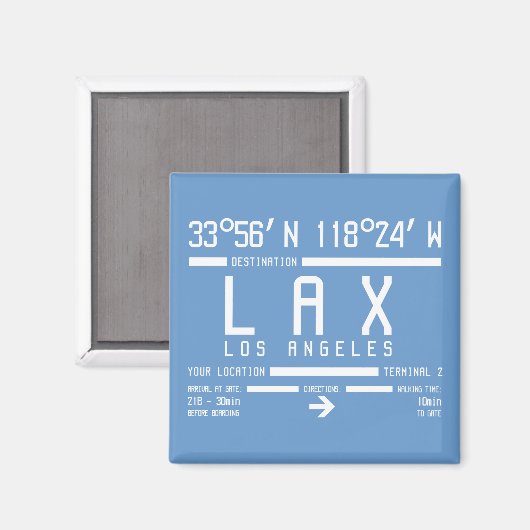 Code des Flughafens Los Angeles Magnet (Vorderseite/Rückseite)
