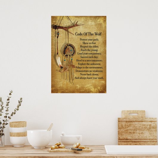 Code des Wolf-Träumerposters Poster (Küche)