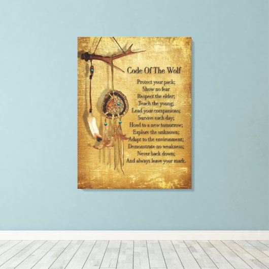 Code des Wolf-Träumers Leinwanddruck (Insitu (Holzboden))