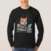 Code Fetch Sip Repeat Coffee Binary Shiba Inu Prog T-Shirt (Vorderseite)