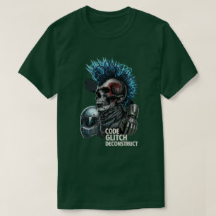 Code Glitch Deconstruct Cyberpunk Punk Totenkopf K T-Shirt