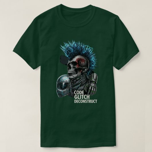 Code Glitch Deconstruct Cyberpunk Punk Totenkopf K T-Shirt (Design vorne)