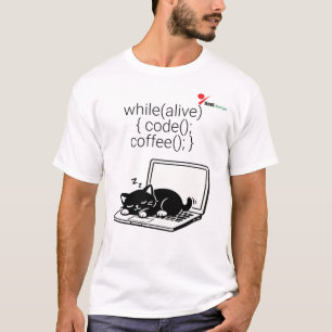 Code Kaffee Wiederholen Katze T-Shirt