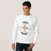 Code, Kaffee, Wiederholung – Lustiges Programmiere Sweatshirt (Vorne ganz)