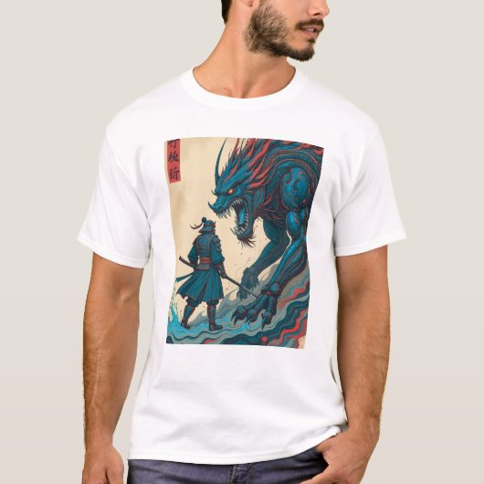 "Code & Katana – Cyber Samurai vs Circuit Beast" T-Shirt (Vorderseite)