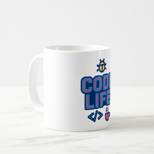 CODE LIFE Tasse – Für Programmierer, die Kaffee de (Vorderseite Links)