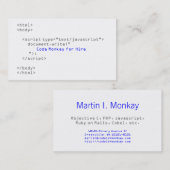 Code Monkey Javascript Visitenkarte (Vorne/Hinten)