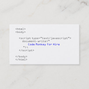 Code Monkey Javascript Visitenkarte