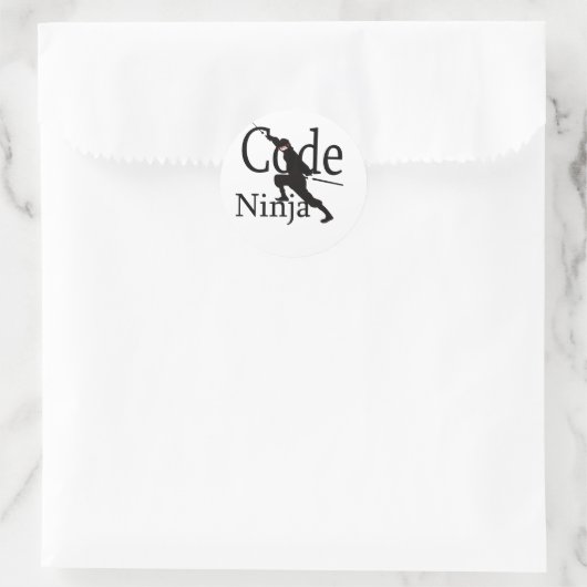 Code Ninja Runder Aufkleber (Tasche)