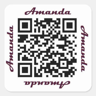 Code-personalisierter NAMENSaufkleber Amanda QR Quadratischer Aufkleber