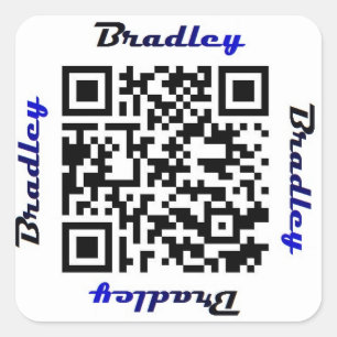 Code-personalisierter NAMENSaufkleber Brad Quadratischer Aufkleber