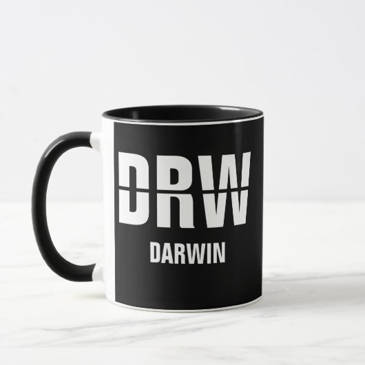 Code & Stadt hinzufügen - Airport Code DRW DARWIN Tasse (Links)