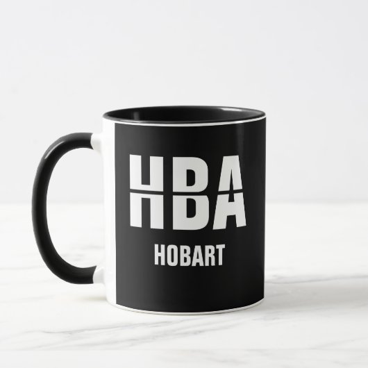 Code & Stadt hinzufügen - Airport Code HBA HOBART Tasse (Links)