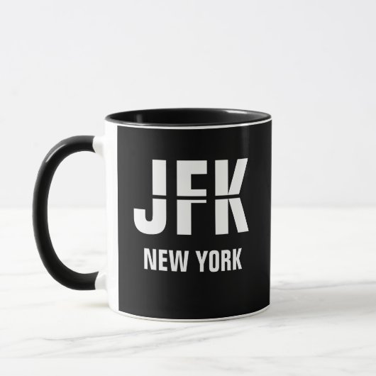 Code & Stadt hinzufügen, Flughafencode JFK NEW YOR Tasse (Links)