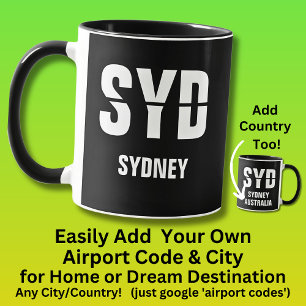 Code & Stadt hinzufügen - Flughafencode - SYD Sydn Tasse