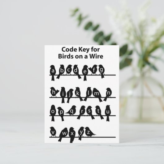 Code-Taste - Vögel auf einem Kabel Postkarte (Stehend Vorderseite)
