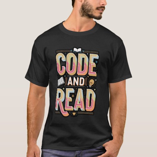 Code und Lies Farbiges Nerdy T-Shirt (Vorderseite)