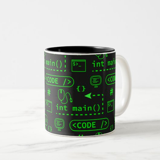 Code und Material - Schwarzes Zweifarbige Tasse (VorderseiteRechts)