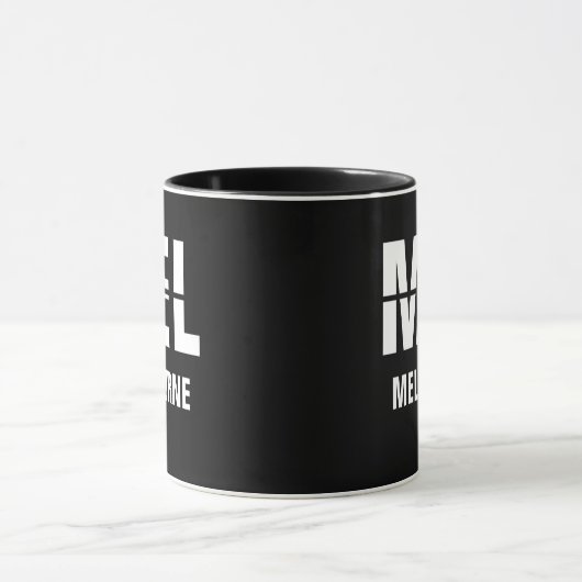 Code und Stadt hinzufügen - Airport Code MEL MELBO Tasse (Zentrum)