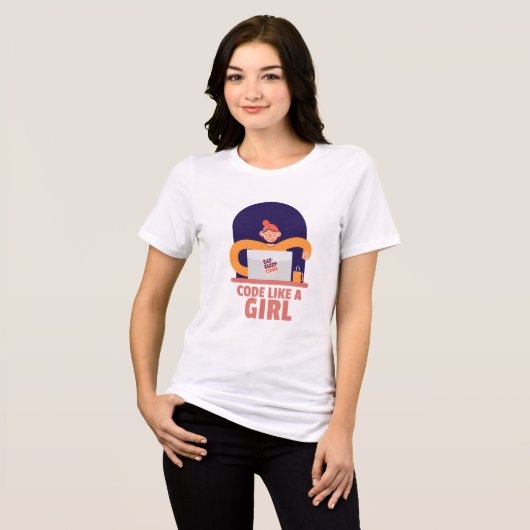 Code wie ein Girl-Software-Entwickler Tri-Blend Shirt (Vorderseite voll)