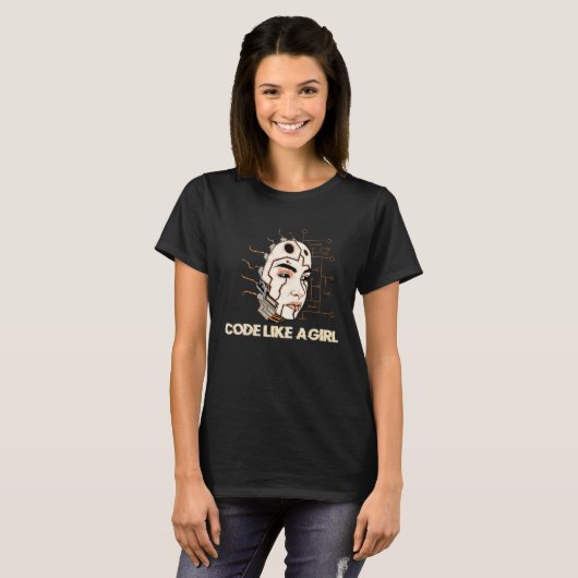 Code wie ein Mädchen I Programmierer Hacker-Code T-Shirt (Vorne ganz)