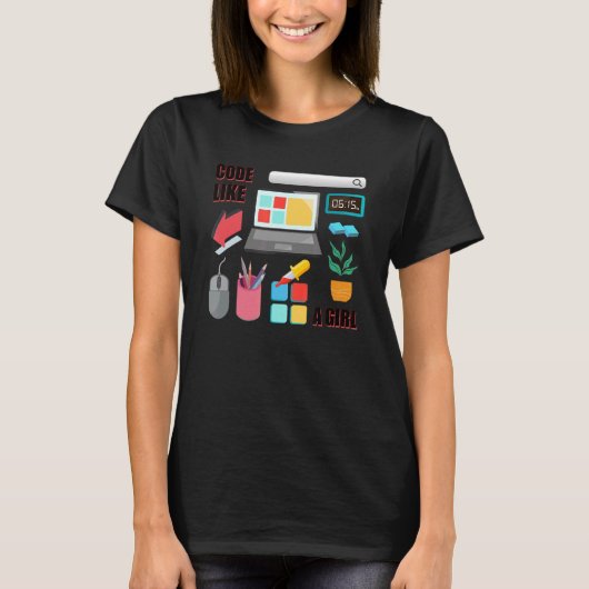 Code wie eine Girl Coder Programmiersoftware entwi T-Shirt (Vorderseite)