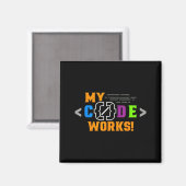 Code works funny programmer coding software magnet (Vorderseite/Rückseite)