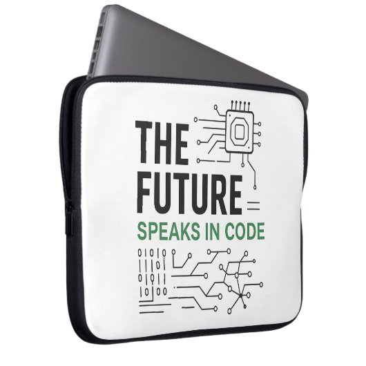 Coded Future Tech: Abstrakter algorithmischer Foot Laptopschutzhülle (Vorne Rechts)