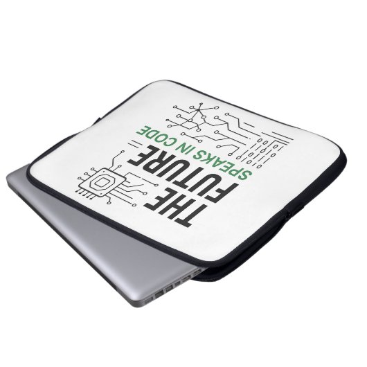 Coded Future Tech: Abstrakter algorithmischer Foot Laptopschutzhülle (Vorne Knopf)