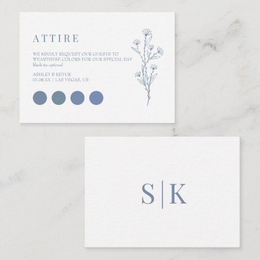 Codepards für das Hochzeitskleid Begleitkarte (Vorne/Hinten)