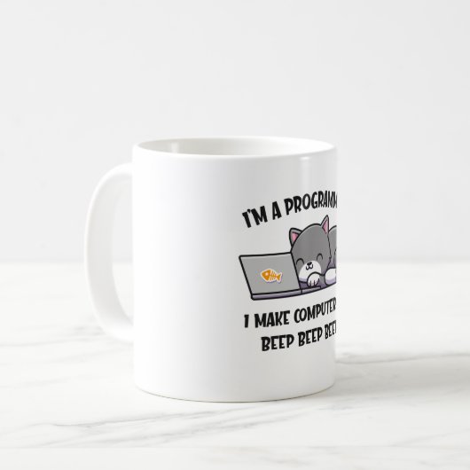 Coder Cat Programmer Funny Computer Scientist Kaffeetasse (Vorderseite Links)