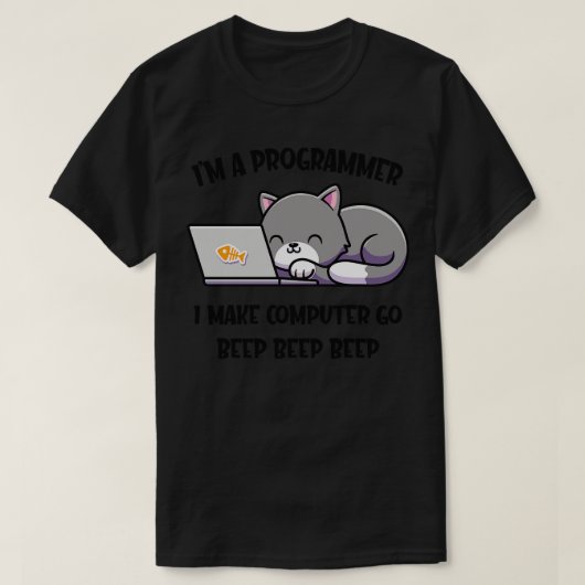 Coder Cat Programmer Funny Computer Scientist T-Shirt (Design vorne)