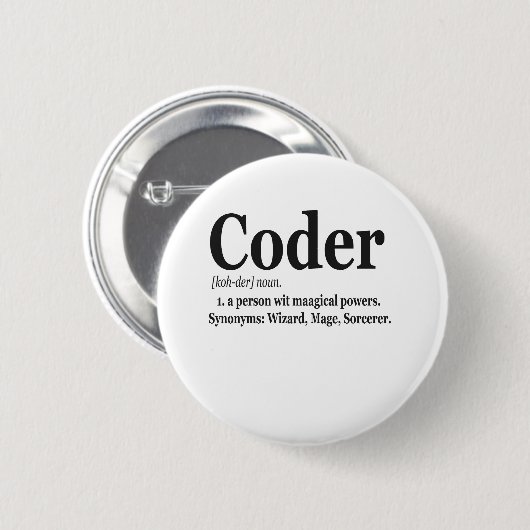 Coder Definition Funny Niedlich Computer Nerd Gesc Button (Vorne & Hinten)