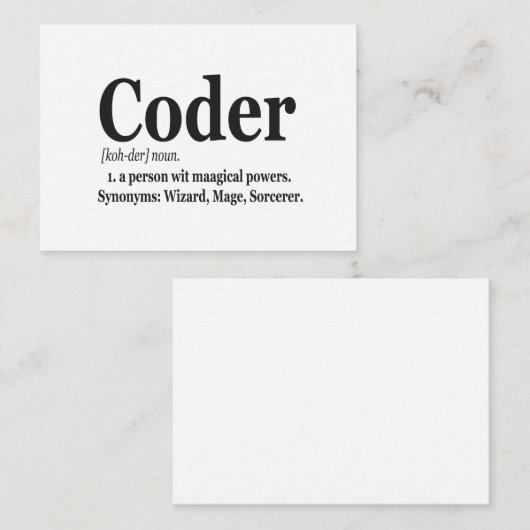 Coder Definition Funny Niedlich Computer Nerd Gesc Mitteilungskarte (Vorne/Hinten)