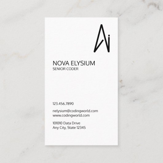 Coder für künstliche Intelligenz Visitenkarte (Rückseite)