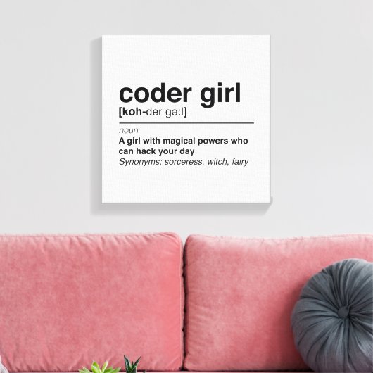 Coder Girl Leinwanddruck (Insitu (Wohnzimmer))