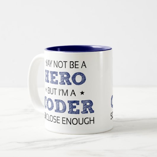 Coder Hero Spaß Novelty Zweifarbige Tasse (Vorderseite Links)