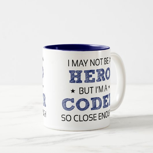 Coder Hero Spaß Novelty Zweifarbige Tasse (VorderseiteRechts)