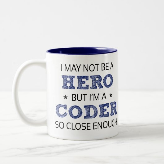 Coder Hero Spaß Novelty Zweifarbige Tasse (Links)