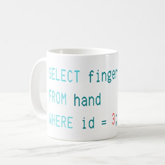 CODER MIDDLE FINGER - WÄHLEN SIE FINGER VON HAND A KAFFEETASSE (Vorderseite Links)